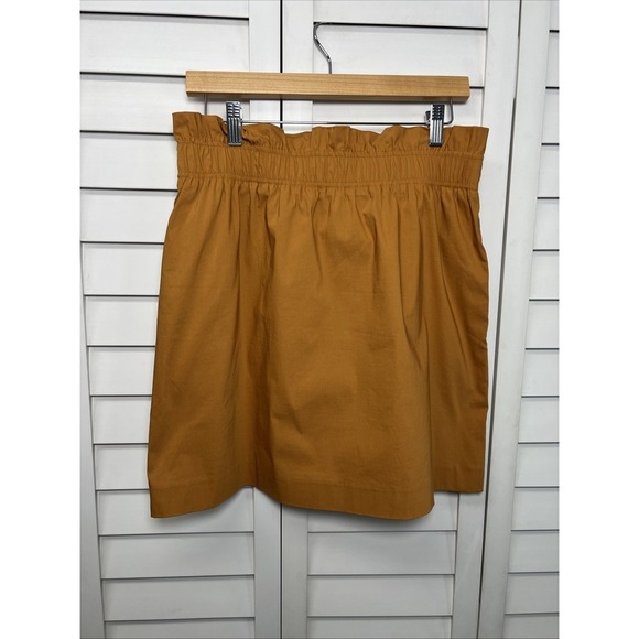 Express High Waisted Paper Bag Mini Skirt Women's Size 8 Mustard Yellow NWT - Picture 12 of 13